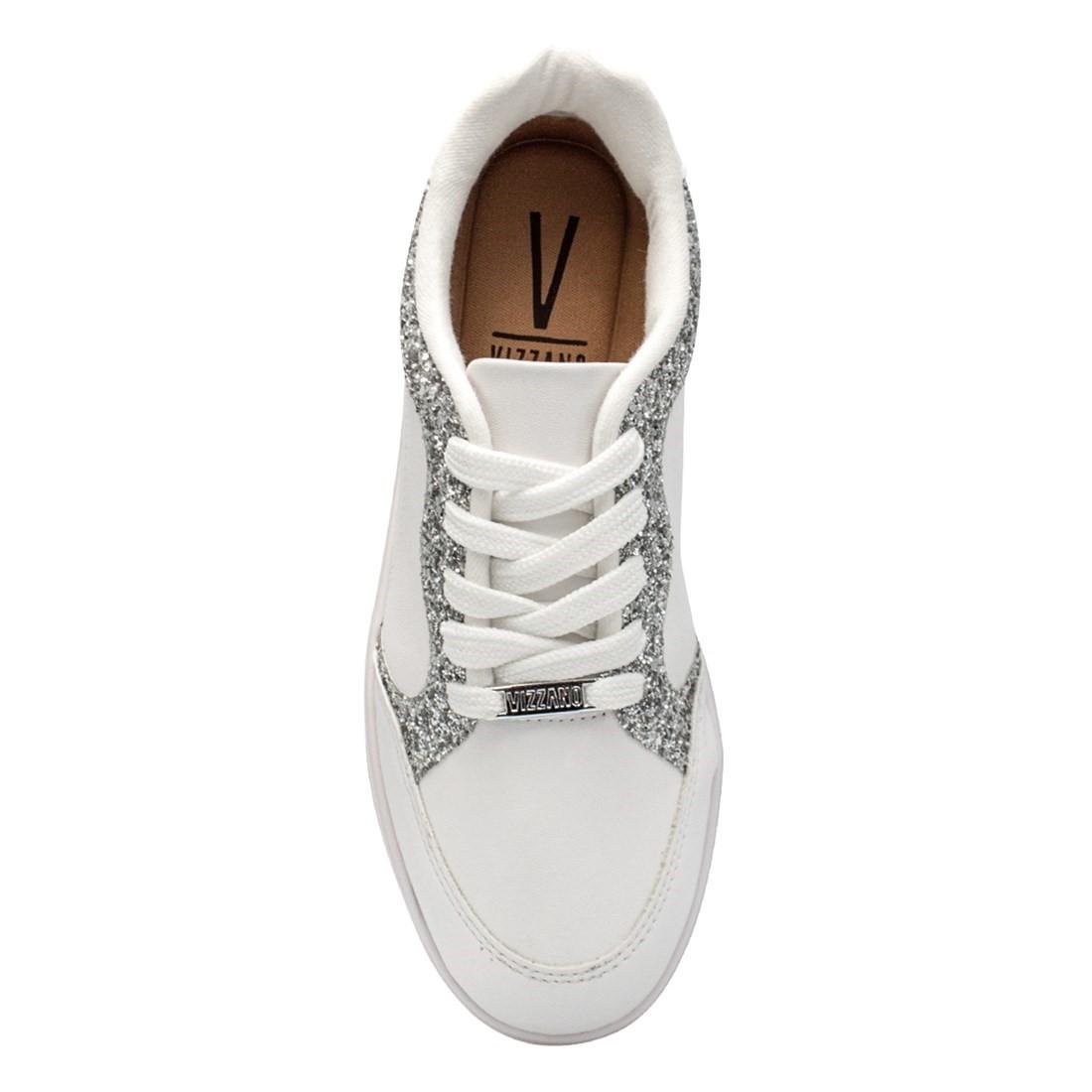 Tênis Vizzano Feminino Casual Pelica/Maxxi Gliter 1430.103 Branco 3