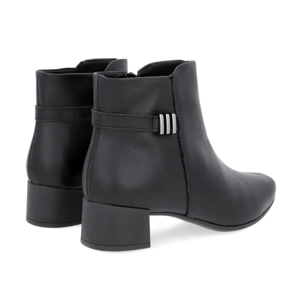 Bota Usaflex Feminina Em Couro Salto Bloco Enfeite AL1103 Preto 4