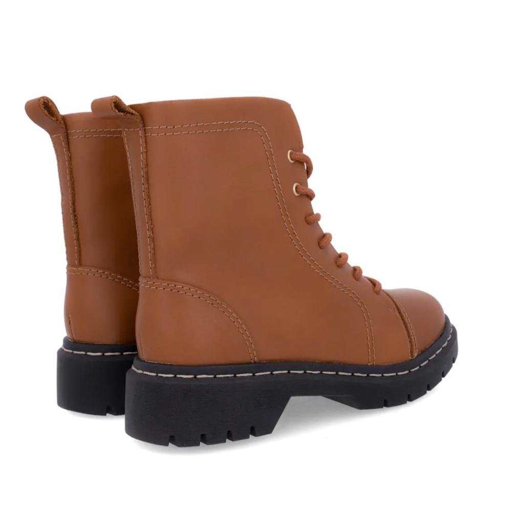 Coturno Usaflex Feminino Em Couro Cano Médio Tratorado AL1301 Bege 4