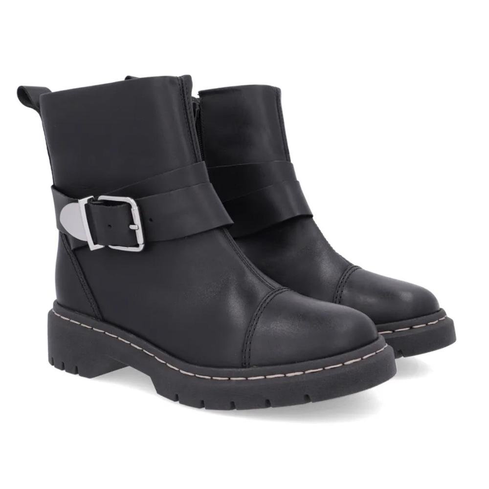 Bota Usaflex Feminina Em Couro Tratorada Fivela AL1302 Preto 2