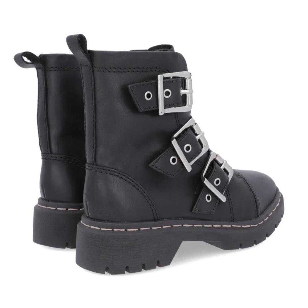 Coturno Usaflex Feminino Em Couro Tratorado Fivelas AL1303 Preto 4