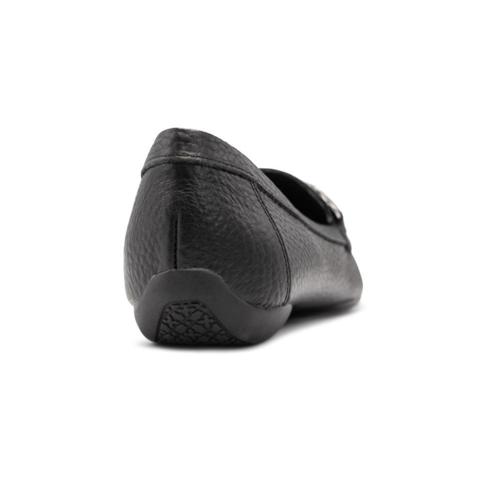 Mocassim Usaflex Feminino Couro Enfeite Corrente Casual AL3303 Preto 4