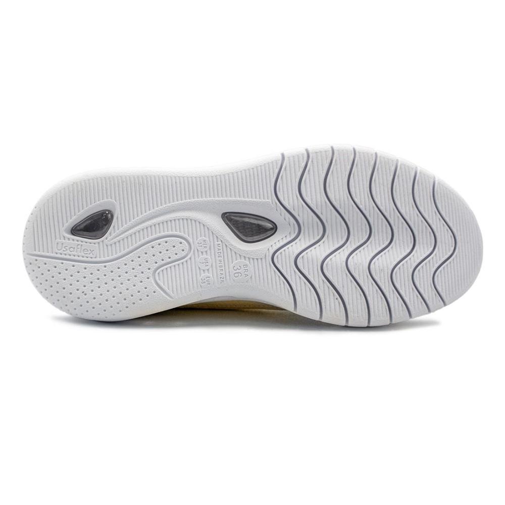 Tênis Usaflex Feminino Em Couro e Elástico Conforto Casual AL3603 Bege 5