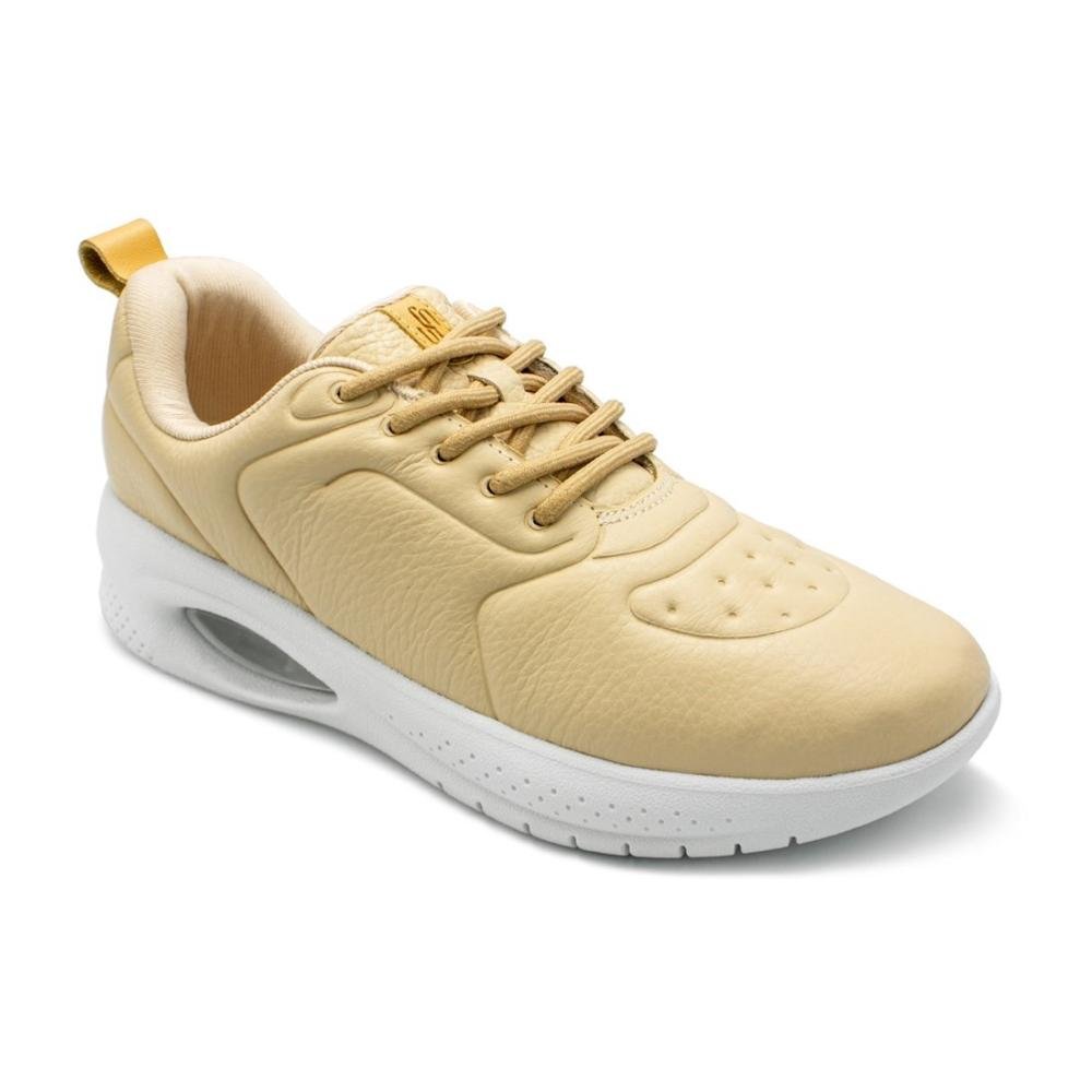 Tênis Usaflex Feminino Em Couro Conforto Casual AL3601 Bege 2