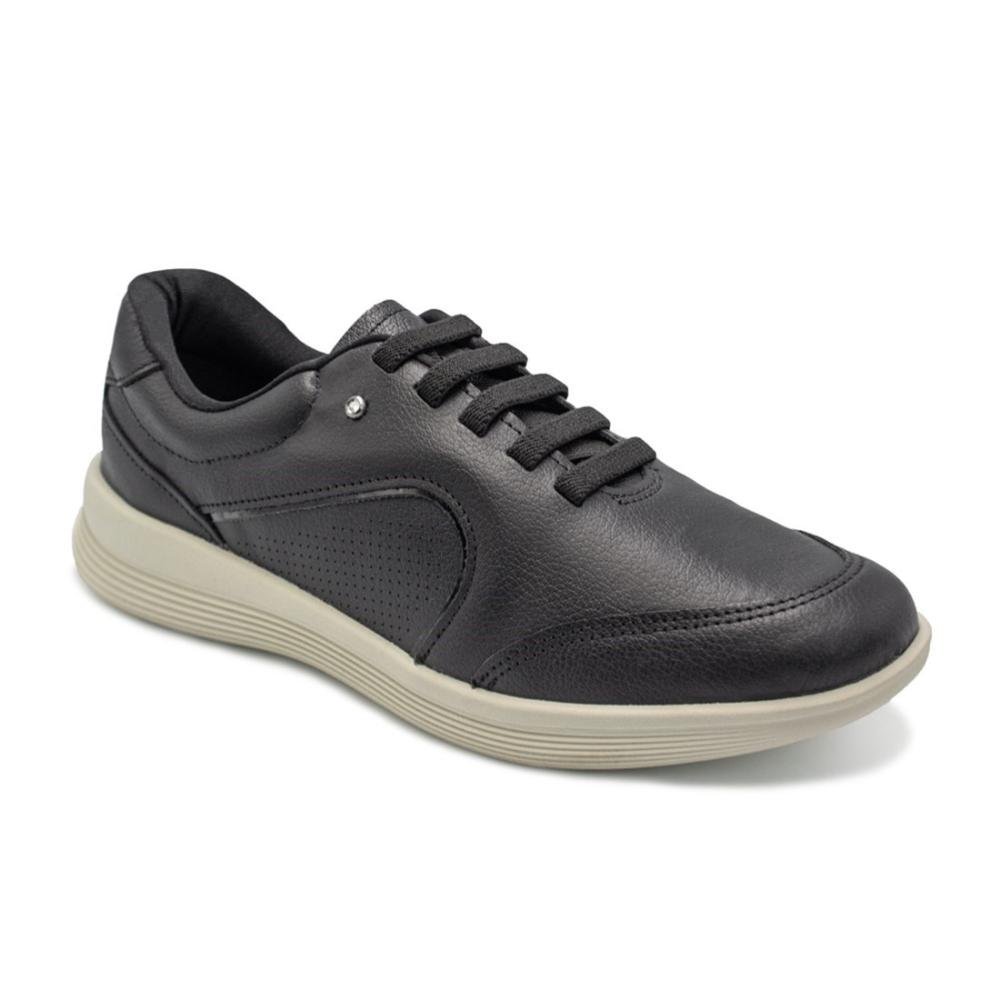 Tênis Usaflex Feminino Básico Couro e Elástico Conforto Casual UC0601 Preto 2