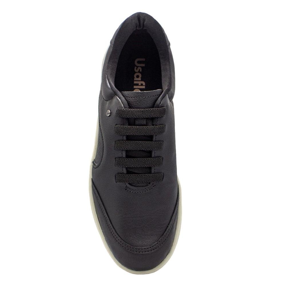 Tênis Usaflex Feminino Básico Couro e Elástico Conforto Casual UC0601 Preto 3