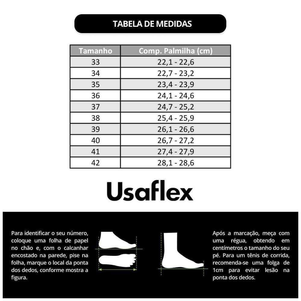 Tênis Usaflex Feminino Básico Couro e Elástico Conforto Casual UC0601 Preto 6