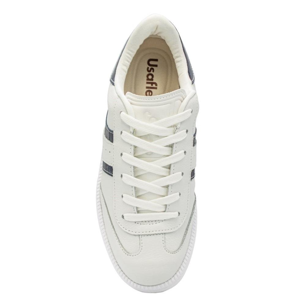 Tênis Usaflex Feminino Clássico Em Couro Conforto Casual AJ0209 Branco 3