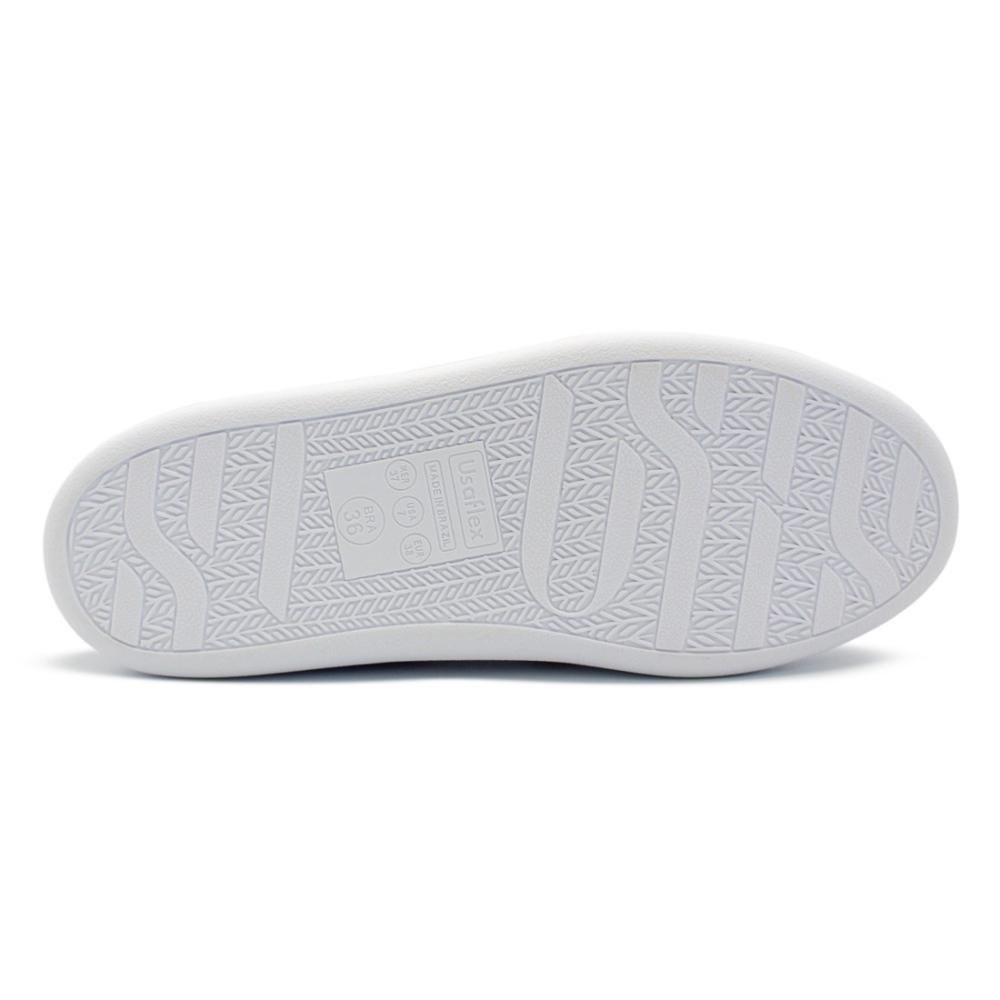 Tênis Usaflex Feminino Clássico Em Couro Conforto Casual AJ0209 Branco 5