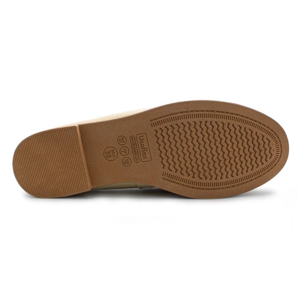 Mocassim Usaflex Feminino Básico Em Couro Salto Bloco AK3502 Bege 5