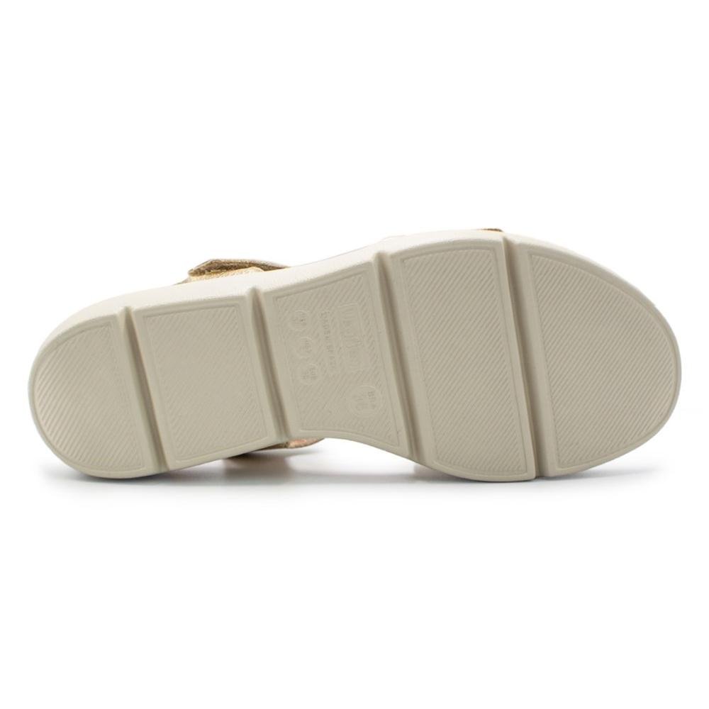 Sandália Usaflex Feminina Em Couro Plataforma Fecho-Flex AL4303 Dourado 5