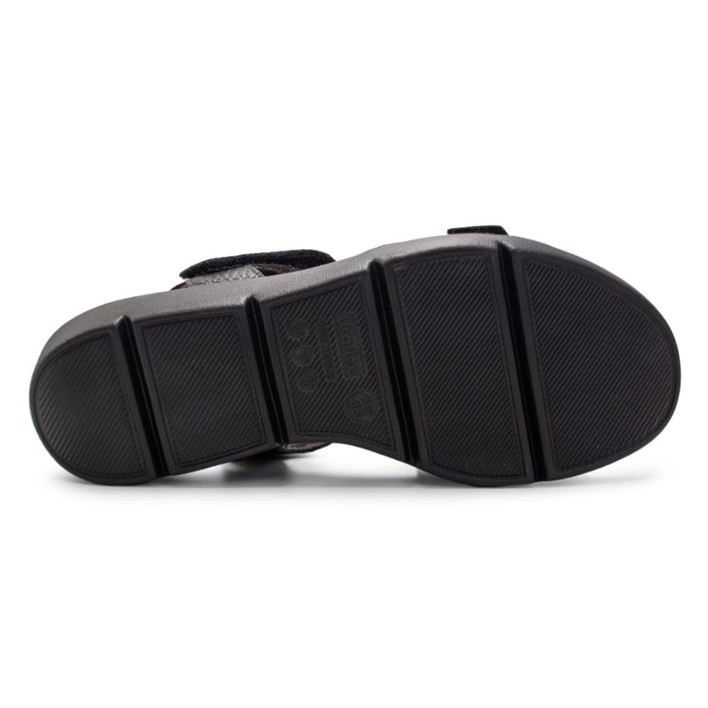 Sandália Usaflex Feminina Em Couro Plataforma Fecho-Flex AL4303 Preto 5