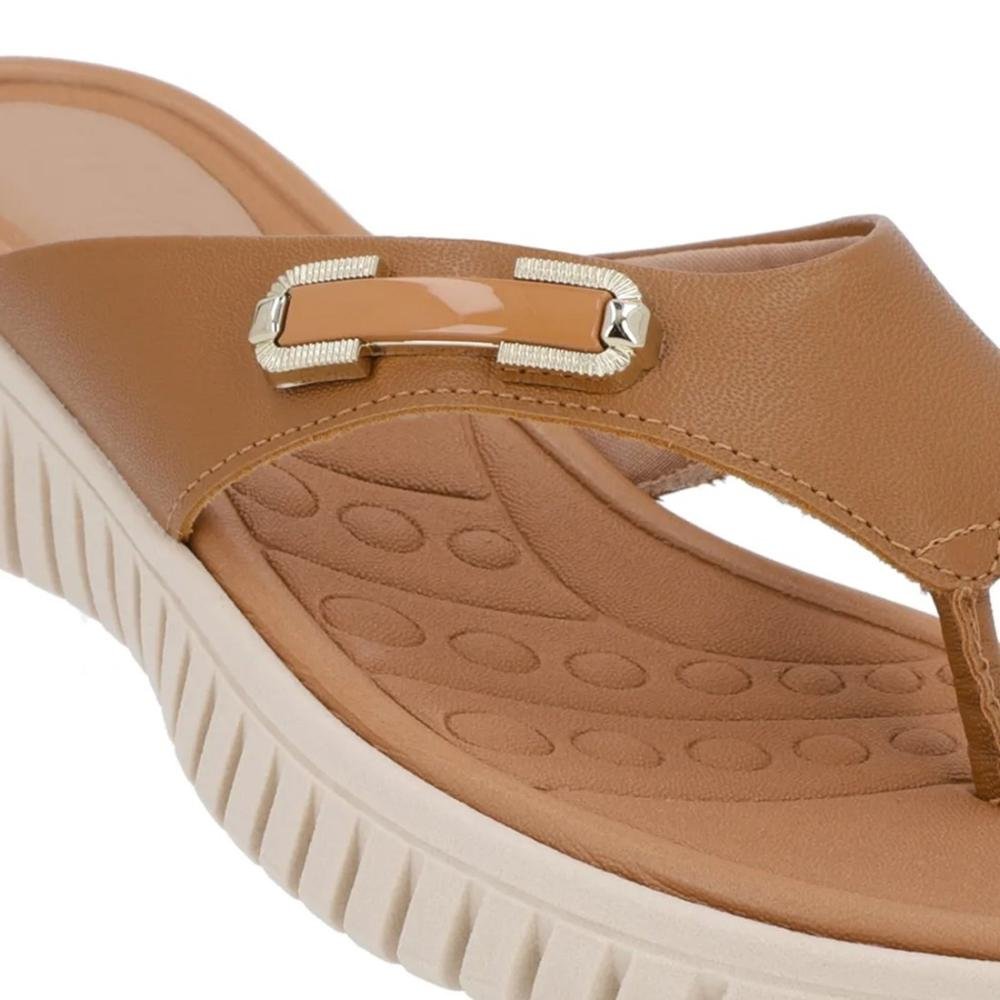 Chinelo Usaflex Feminino Em Couro Salto Plataforma Enfeite UC0403 Marrom 3
