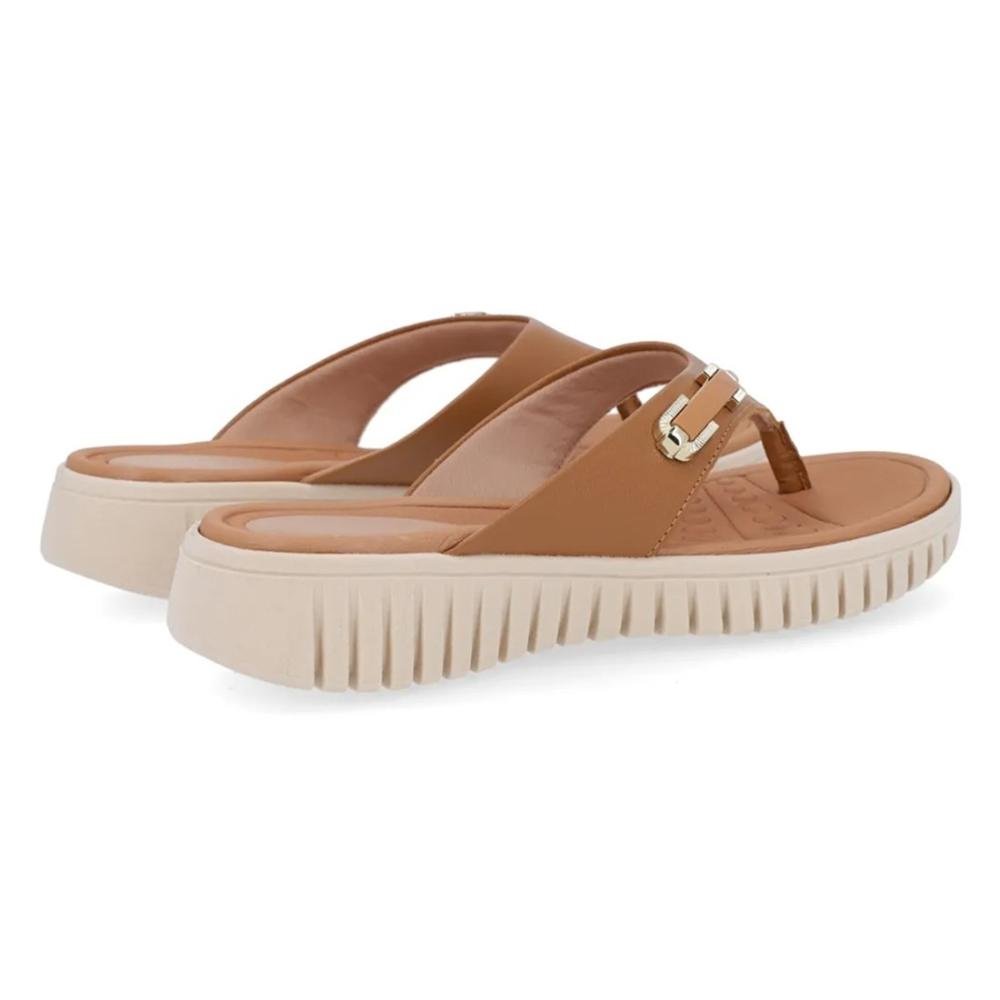 Chinelo Usaflex Feminino Em Couro Salto Plataforma Enfeite UC0403 Marrom 4