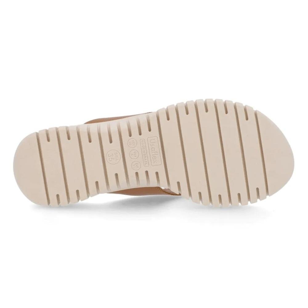 Chinelo Usaflex Feminino Em Couro Salto Plataforma Enfeite UC0403 Marrom 5