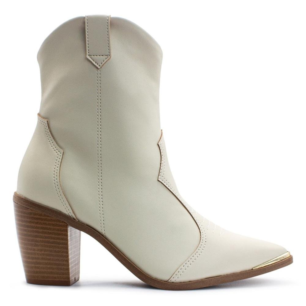 Bota Vizzano Feminina Western Salto Bloco Bico Fino 3070.108 Branco 1