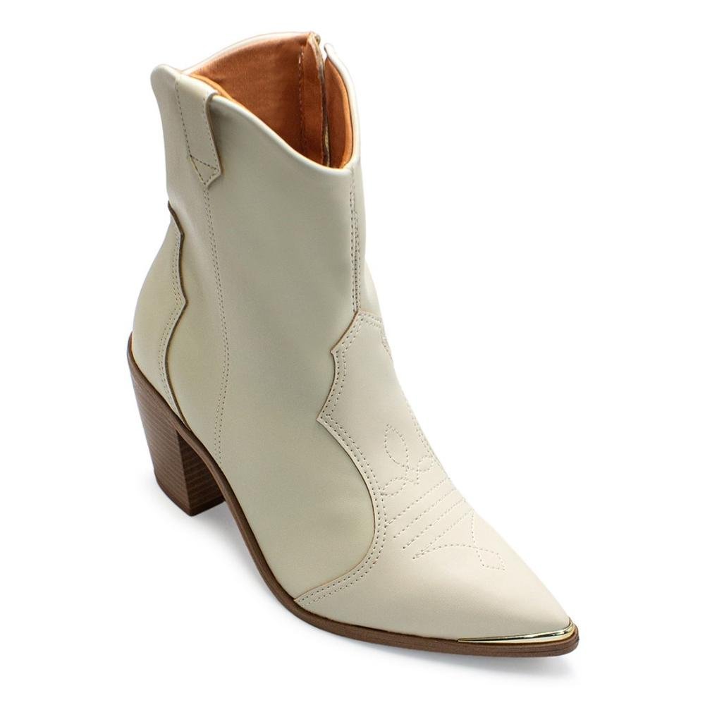 Bota Vizzano Feminina Western Salto Bloco Bico Fino 3070.108 Branco 2