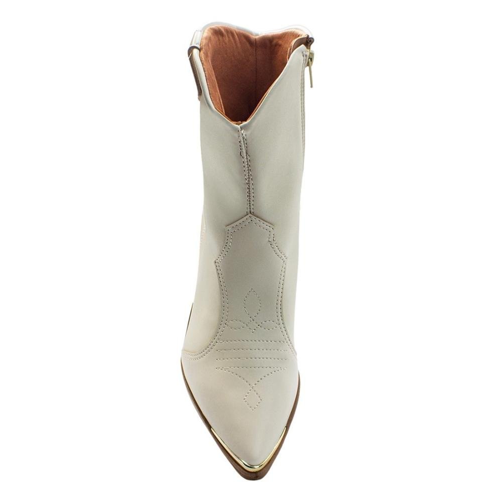 Bota Vizzano Feminina Western Salto Bloco Bico Fino 3070.108 Branco 3