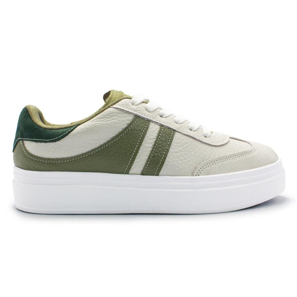 Tênis Usaflex Feminino Em Couro Salto Plataforma Casual AL1004 Branco 1