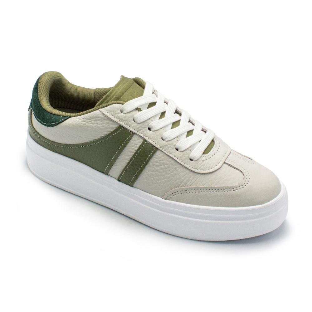 Tênis Usaflex Feminino Em Couro Salto Plataforma Casual AL1004 Branco 2