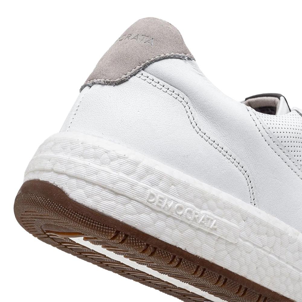 Tênis De Couro Democrata Masculino Denim Drake Pulse 600101 Branco/Cinza 3