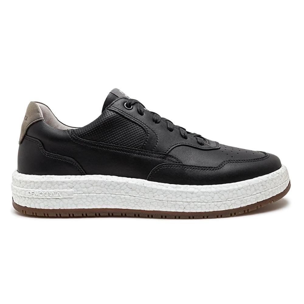 Tênis De Couro Democrata Masculino Denim Drake Pulse 600101 Preto 1