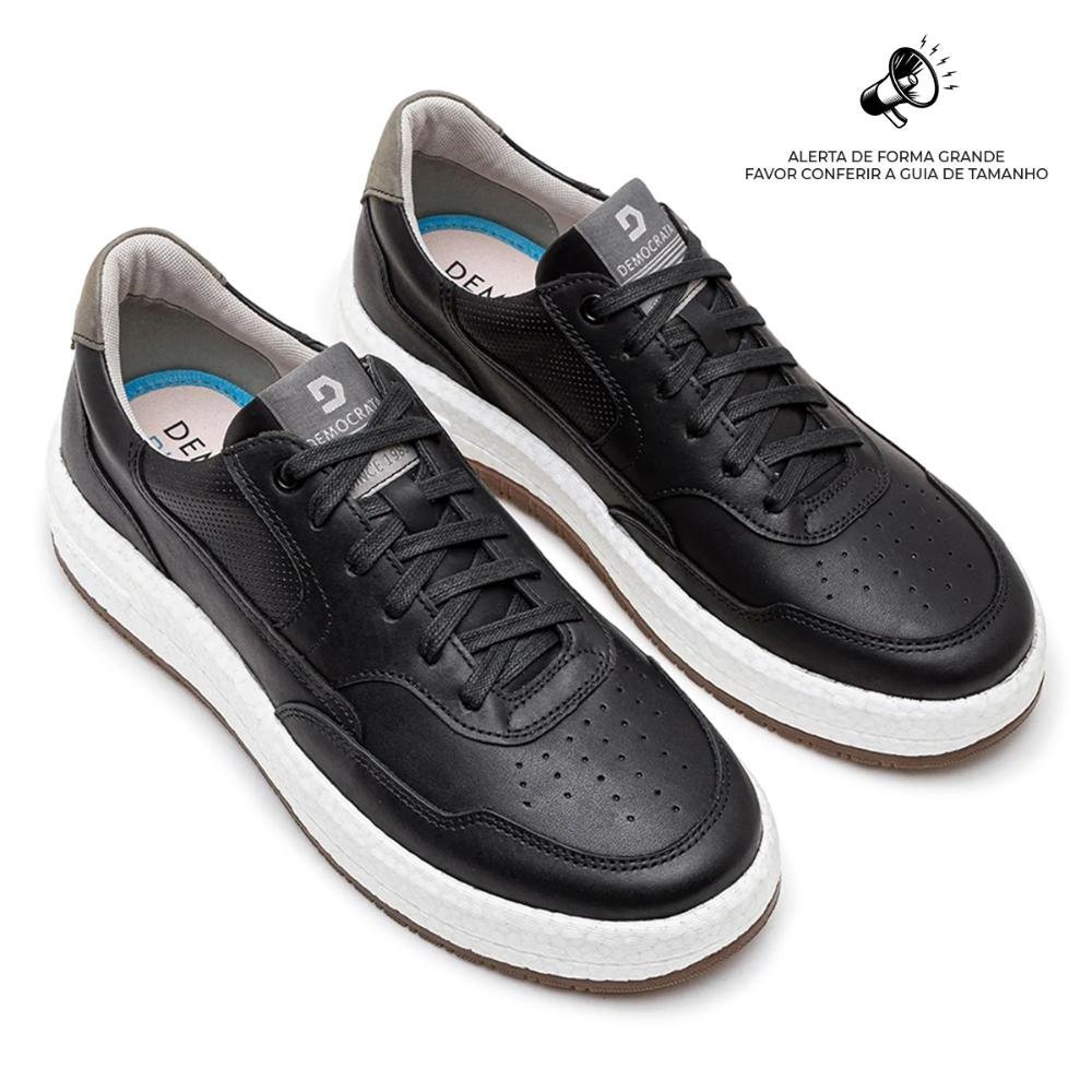 Tênis De Couro Democrata Masculino Denim Drake Pulse 600101 Preto 2
