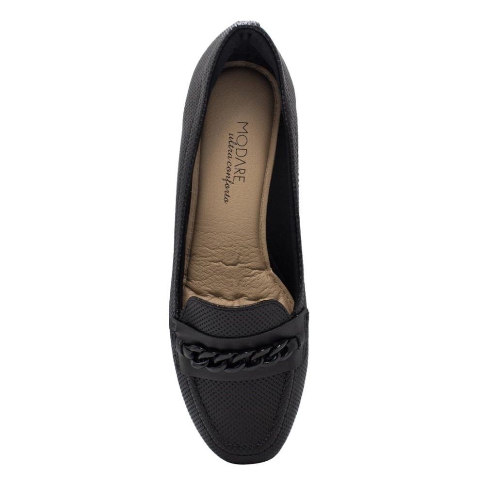 Sapato Modare Feminino Napa Micro/Strech Salto Anabela Enfeite 7392.103 Preto 3