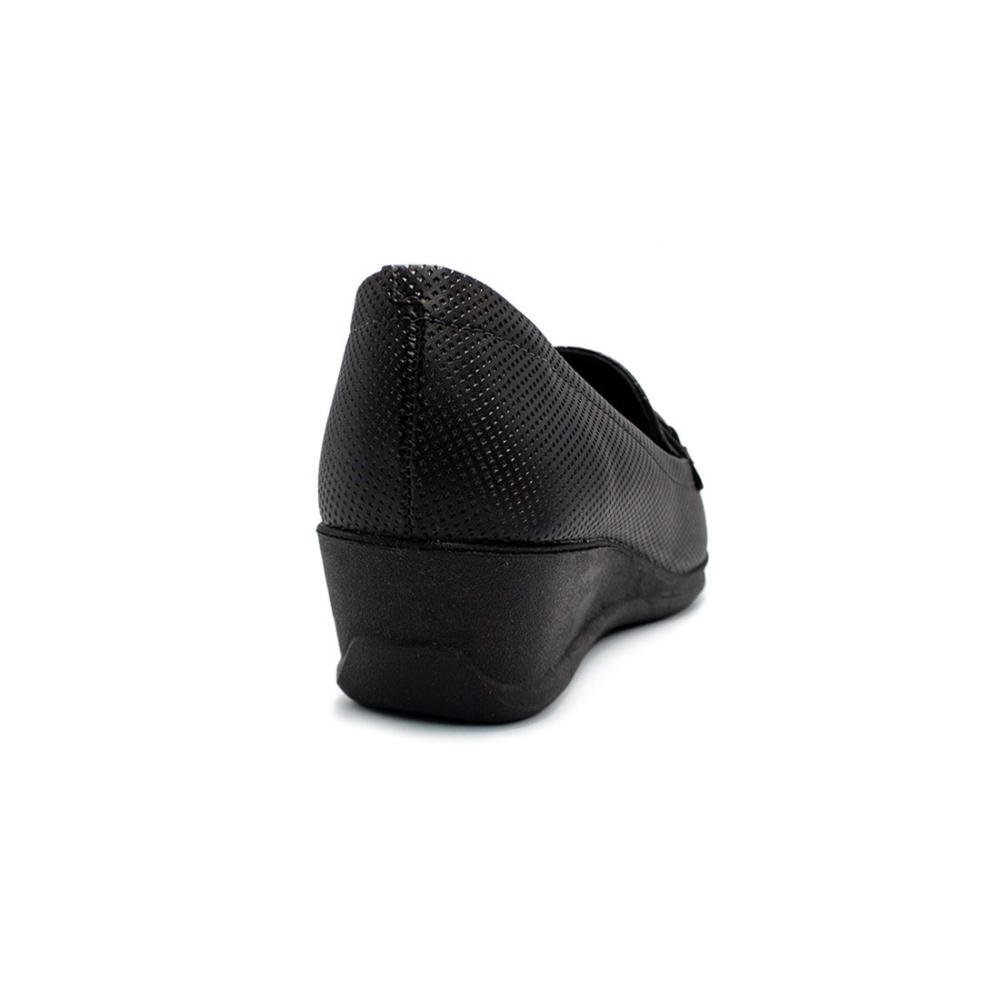 Sapato Modare Feminino Napa Micro/Strech Salto Anabela Enfeite 7392.103 Preto 4