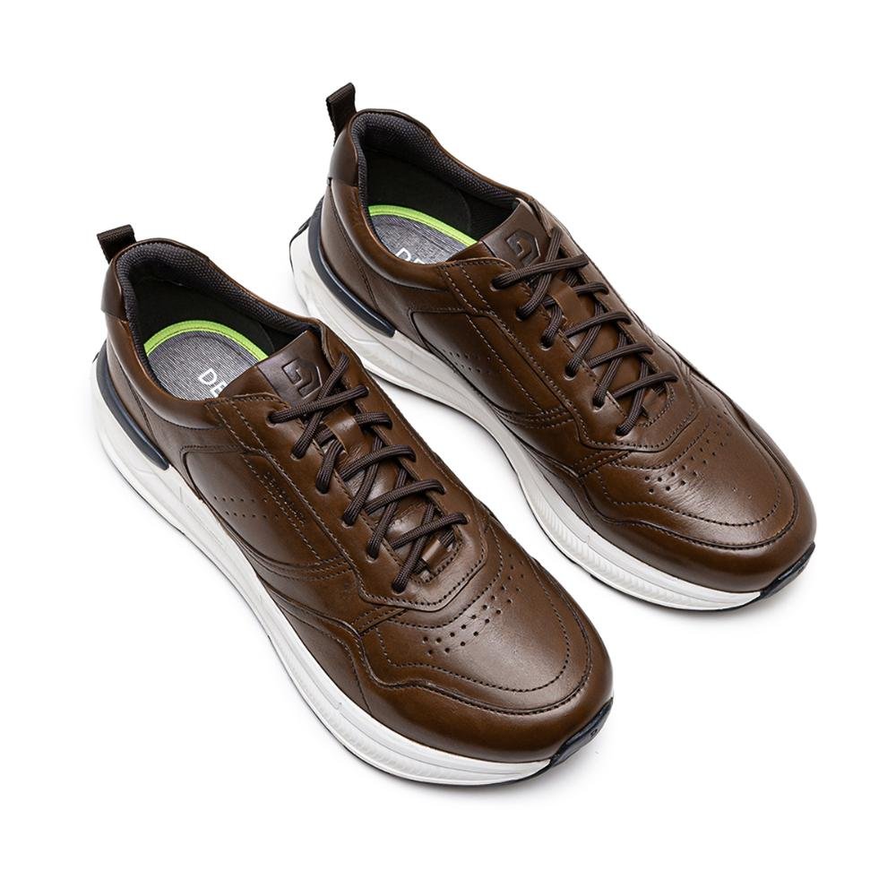Tênis De Couro Democrata Masculino Denim Brad Ultra Light 527101 Marrom 2