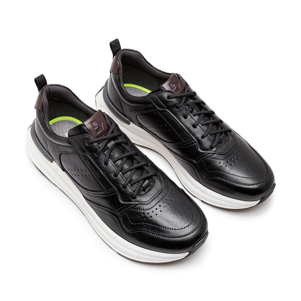 Tênis De Couro Democrata Masculino Denim Brad Ultra Light 527101 Preto 2
