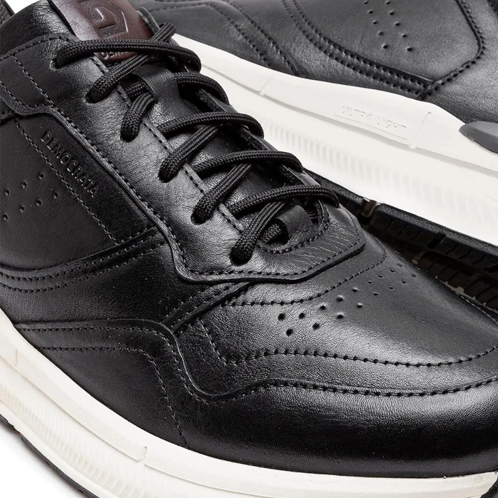 Tênis De Couro Democrata Masculino Denim Brad Ultra Light 527101 Preto 3