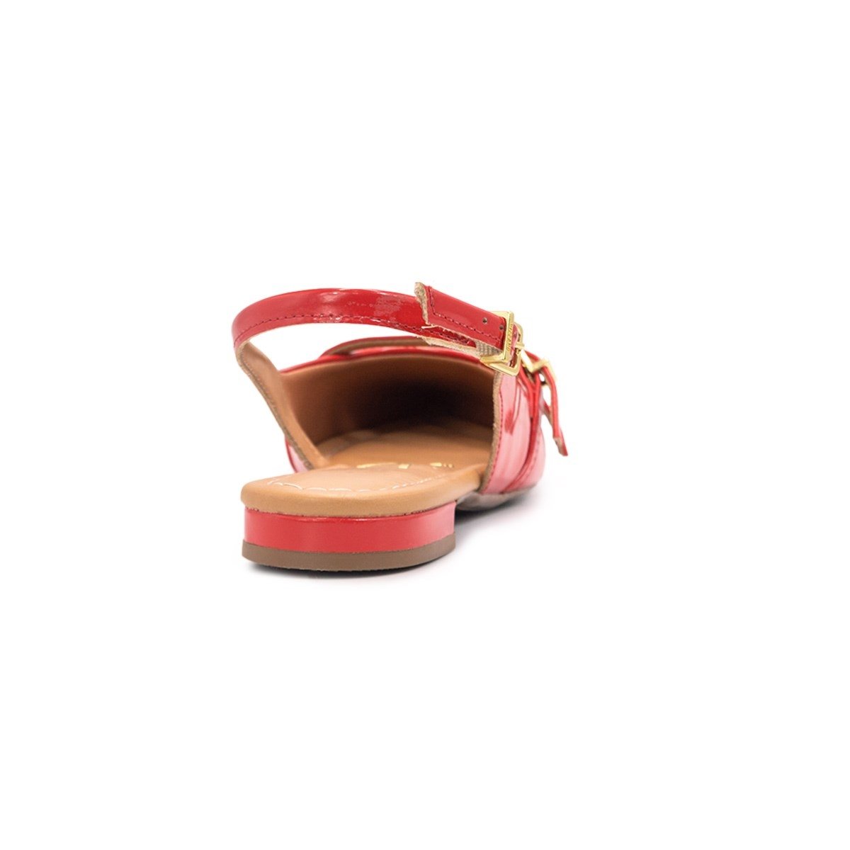 Sapatilha Vizzano Feminina Slingback Fivelas Salto Rasteiro 1206 Vermelho 4