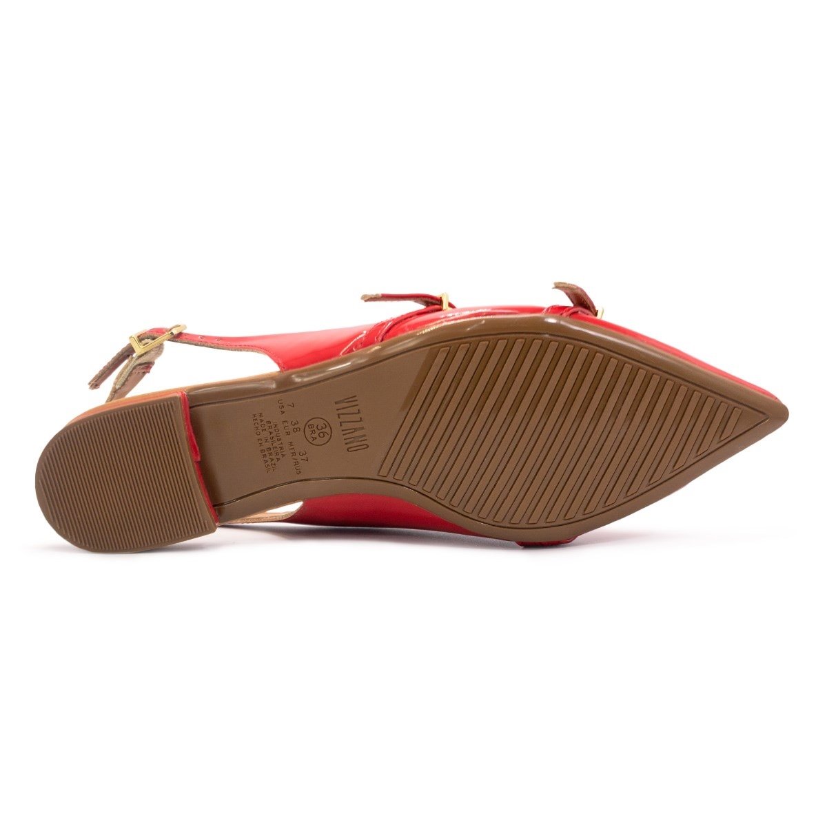 Sapatilha Vizzano Feminina Slingback Fivelas Salto Rasteiro 1206 Vermelho 5