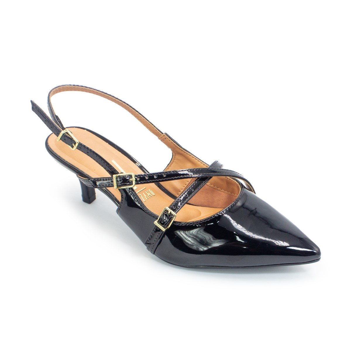 Scarpin Vizzano Feminino Slingback Tiras e Fivelas Salto Médio 1122 Preto 2