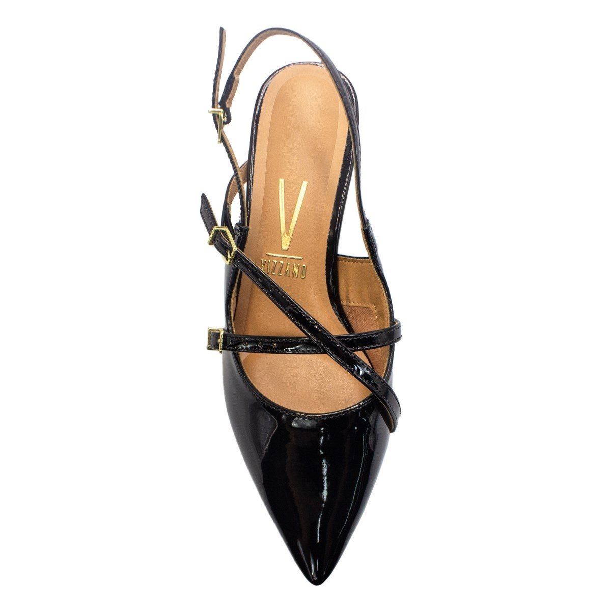 Scarpin Vizzano Feminino Slingback Tiras e Fivelas Salto Médio 1122 Preto 5
