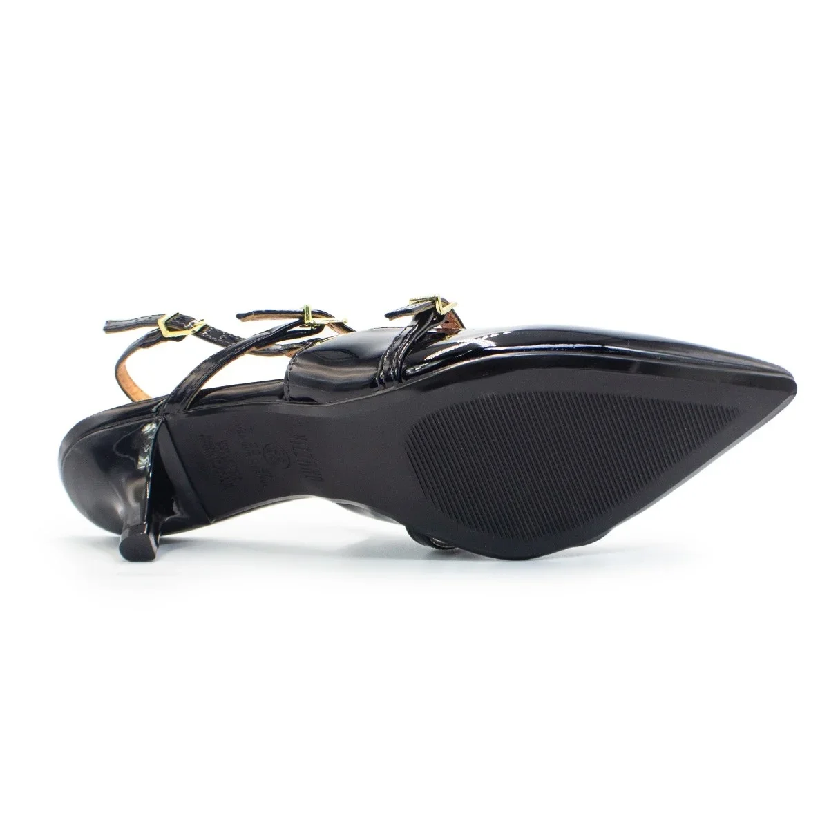 Scarpin Vizzano Feminino Slingback Tiras e Fivelas Salto Médio 1122 Preto 4