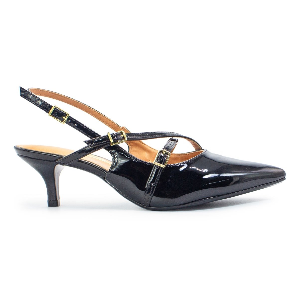 Scarpin Vizzano Feminino Slingback Tiras e Fivelas Salto Médio 1122 Preto 4