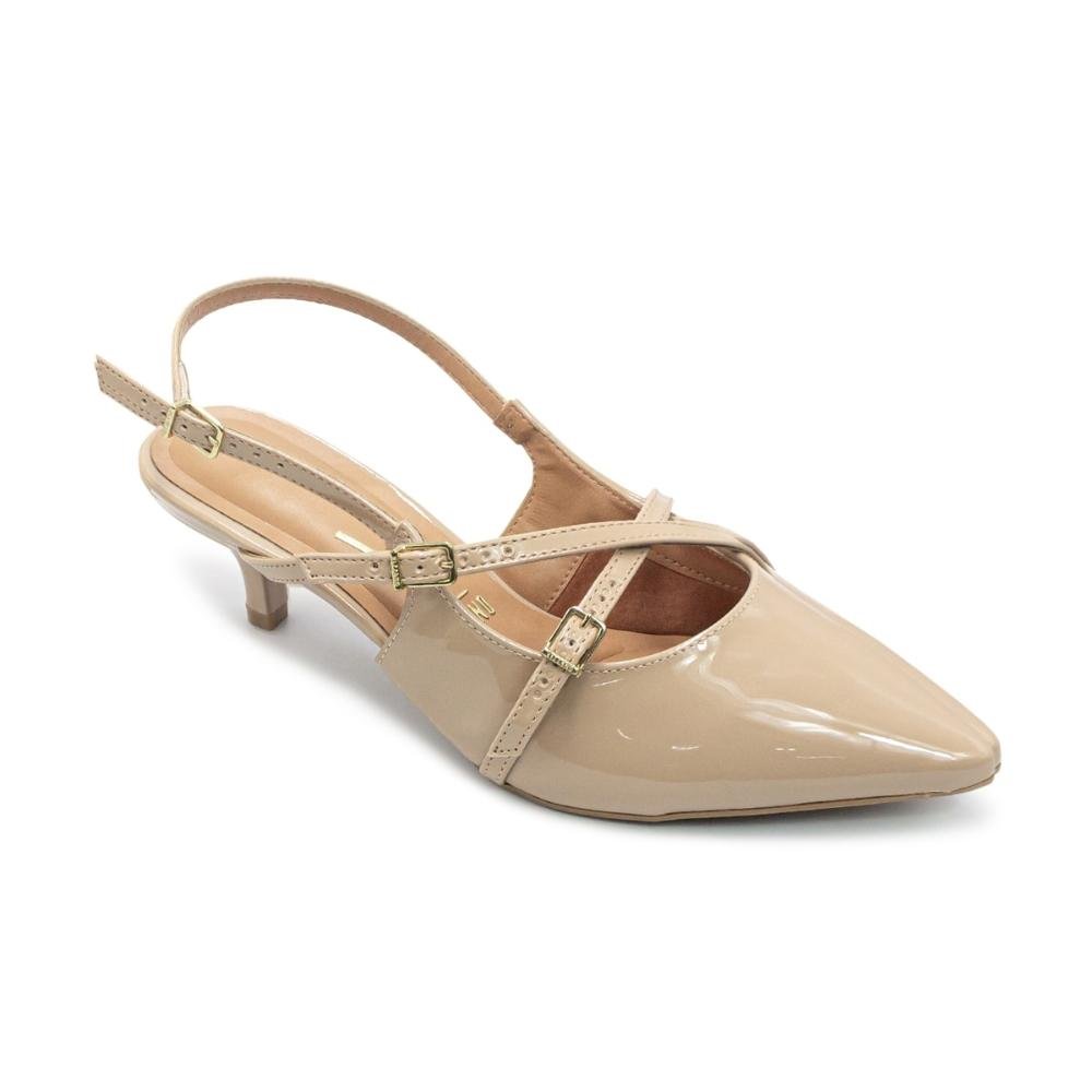 Scarpin Vizzano Feminino Slingback Tiras e Fivelas Salto Médio 1122 Bege 2
