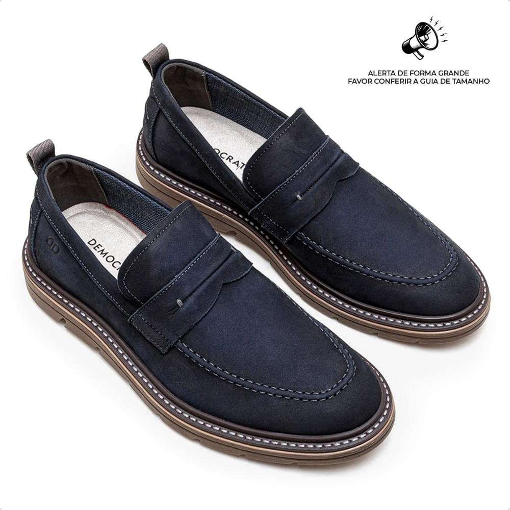 Sapato Social De Couro Democrata Metropolitan Jeff 604103 Marinho/Bege 2