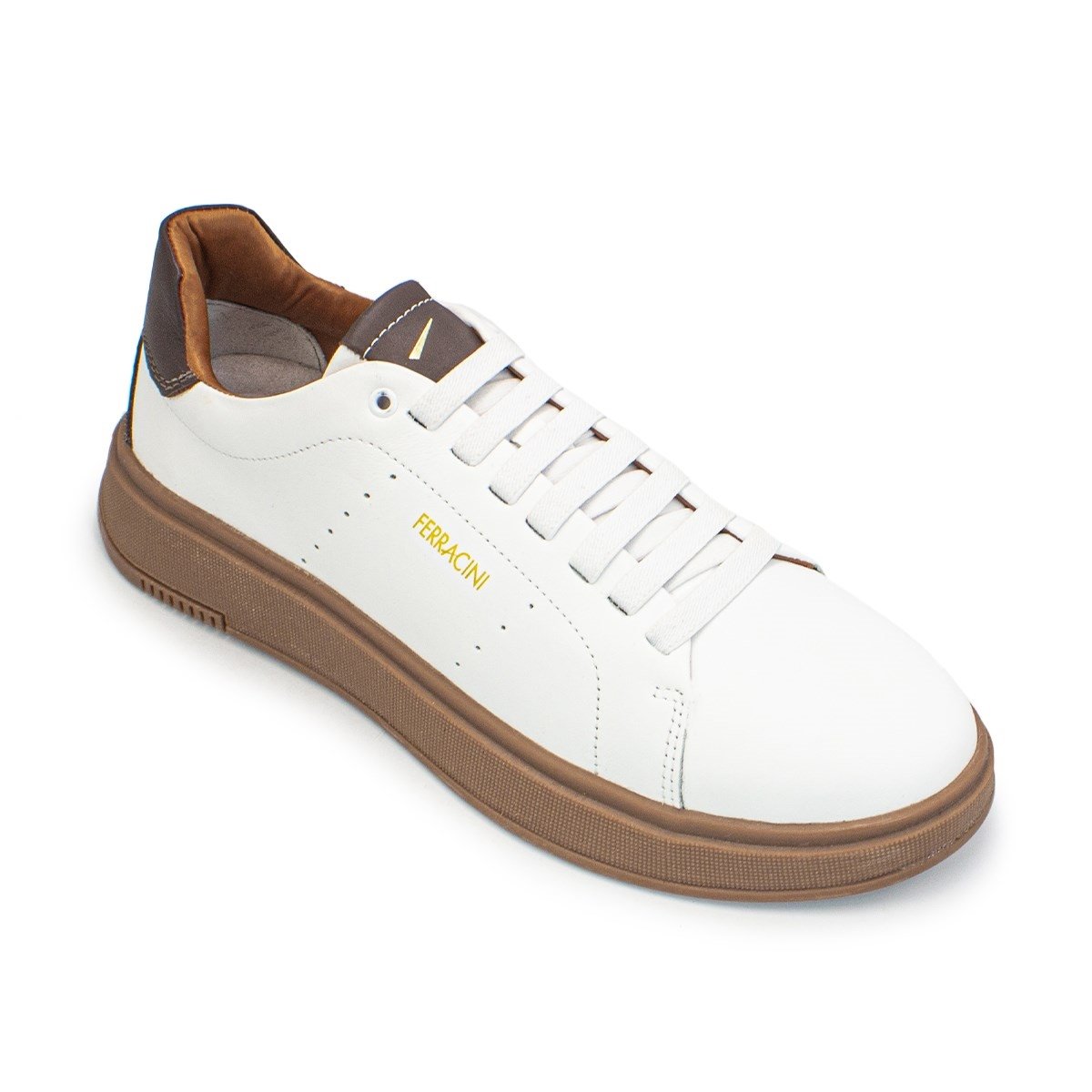 Tênis de Couro Ferracini Masculino Logan 9315 Branco/Marrom 2