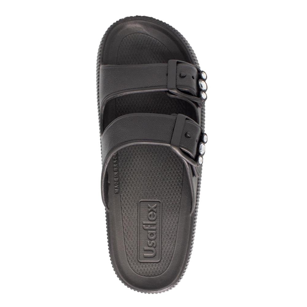 Chinelo Usaflex Feminino Slide Plataforma Poofy Eva Fivela Brilho AL4401 Preto 3