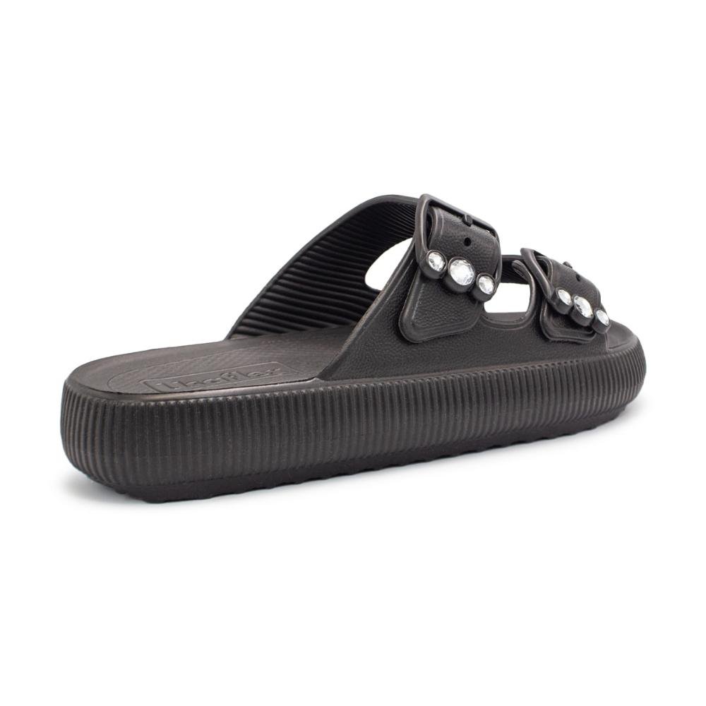 Chinelo Usaflex Feminino Slide Plataforma Poofy Eva Fivela Brilho AL4401 Preto 4