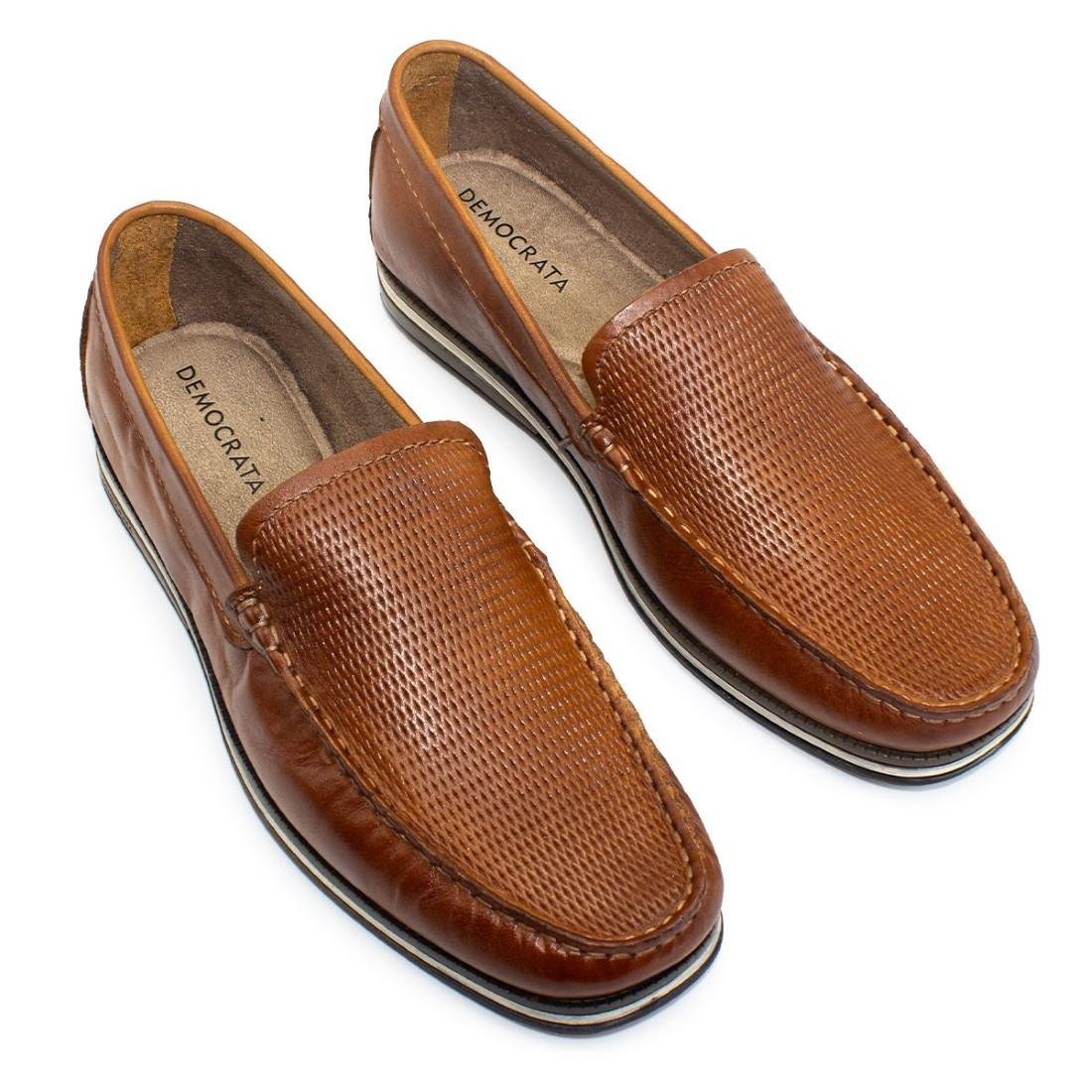 Mocassim De Couro Democrata Easy Ted 135201+Cinto Masculino Dupla Face Marrom 2