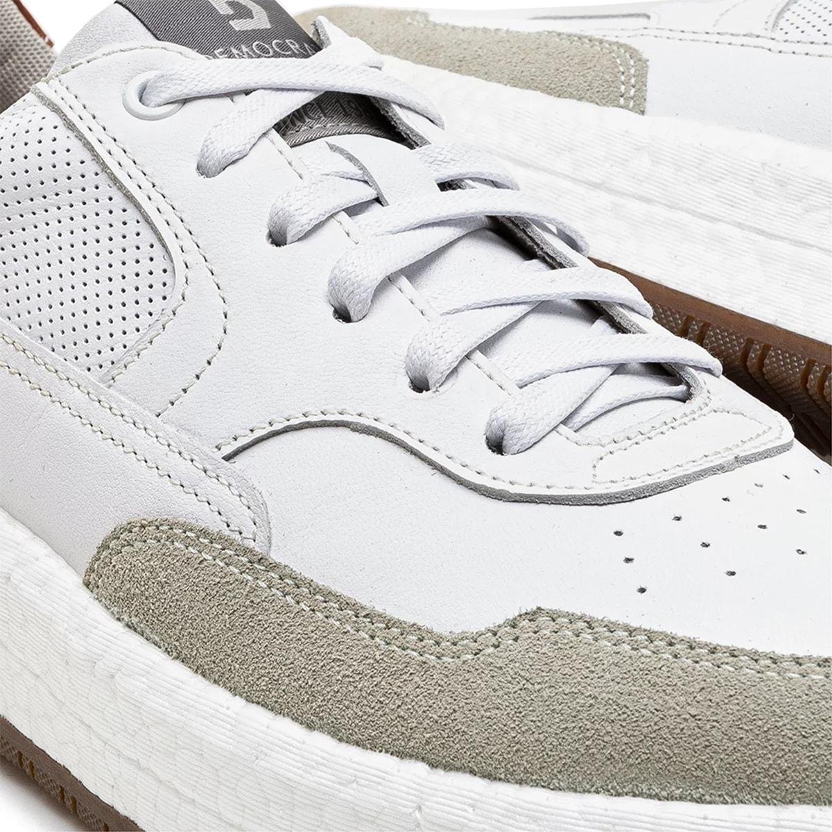 Tênis Democrata Couro Denim Drake Pulse + Cinto Dupla Face Branco 3