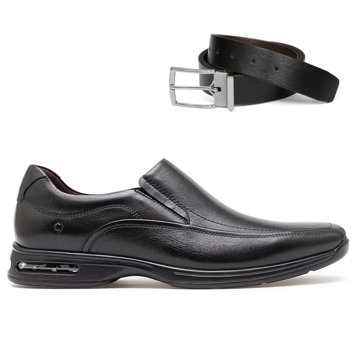 Sapato Social Democrata Couro SmartComfort+Cinto Dupla Face