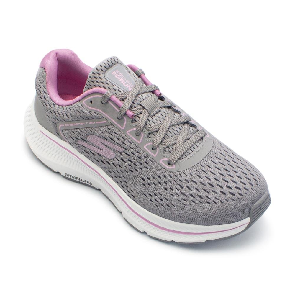 Tênis Skechers Feminino Go Run Consistent 2.0 Corrida Cinza/Rosa 2