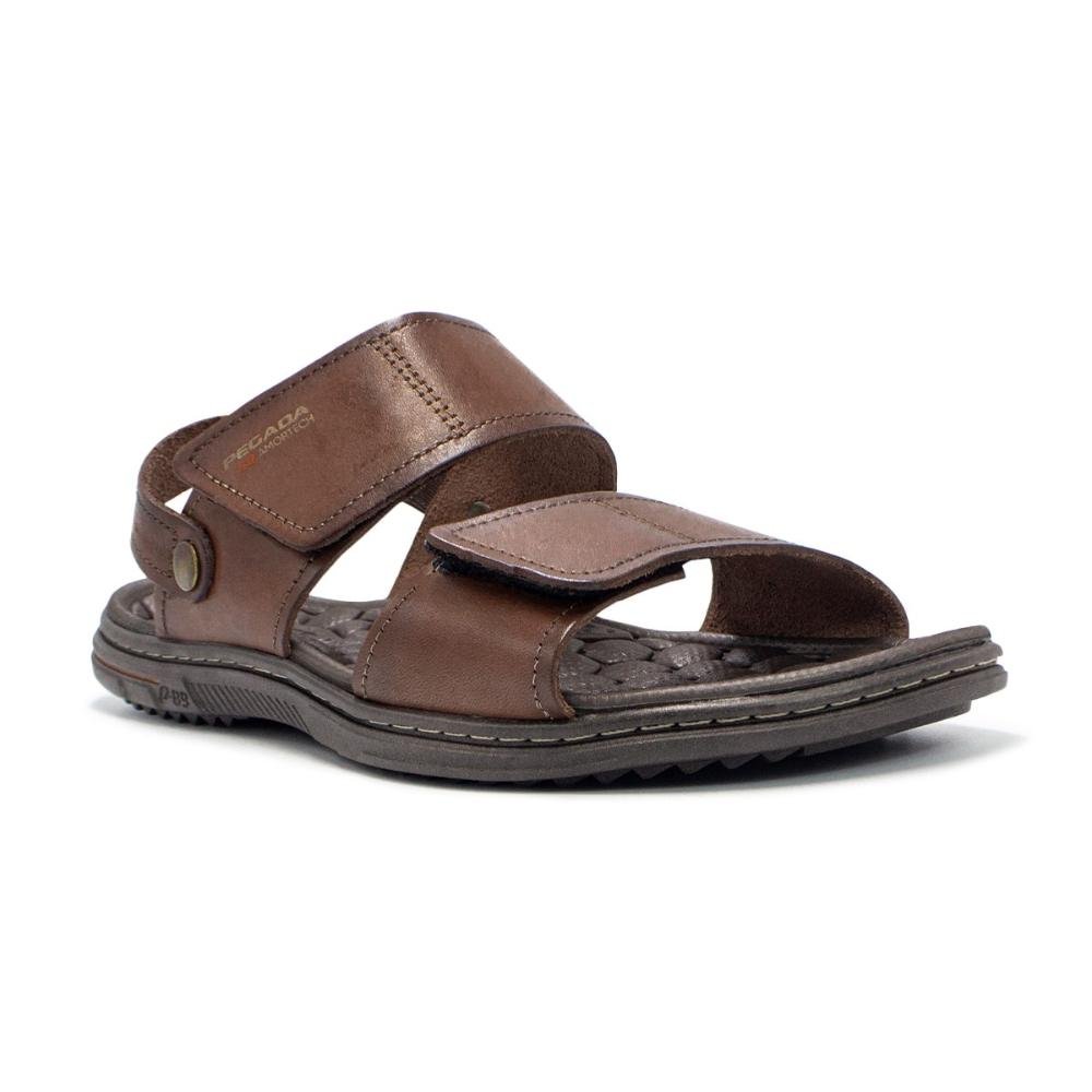 Sandália Pegada Masculina Couro Tiras Duplas 2 em 1 133303 Marrom 2