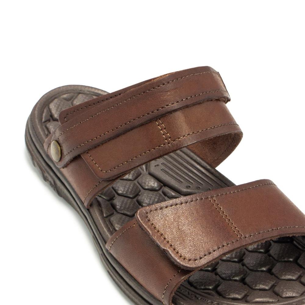 Sandália Pegada Masculina Couro Tiras Duplas 2 em 1 133303 Marrom 5