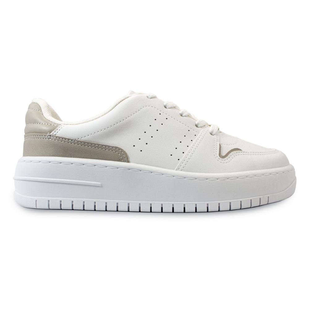 Tênis Vizzano Feminino Pelica Napa Pele Strech Branco/Cinza 1